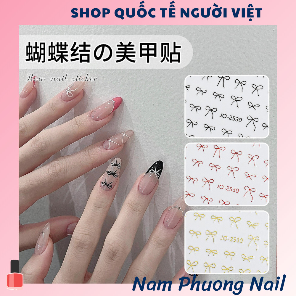 Sticker nơ mảnh miếng dán móng tay hot trend Hàn dán móng xinh xắn | BigBuy360 - bigbuy360.vn