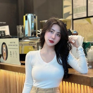 ÁO CỔ TIM TAY DÀI TRƠN BASIC