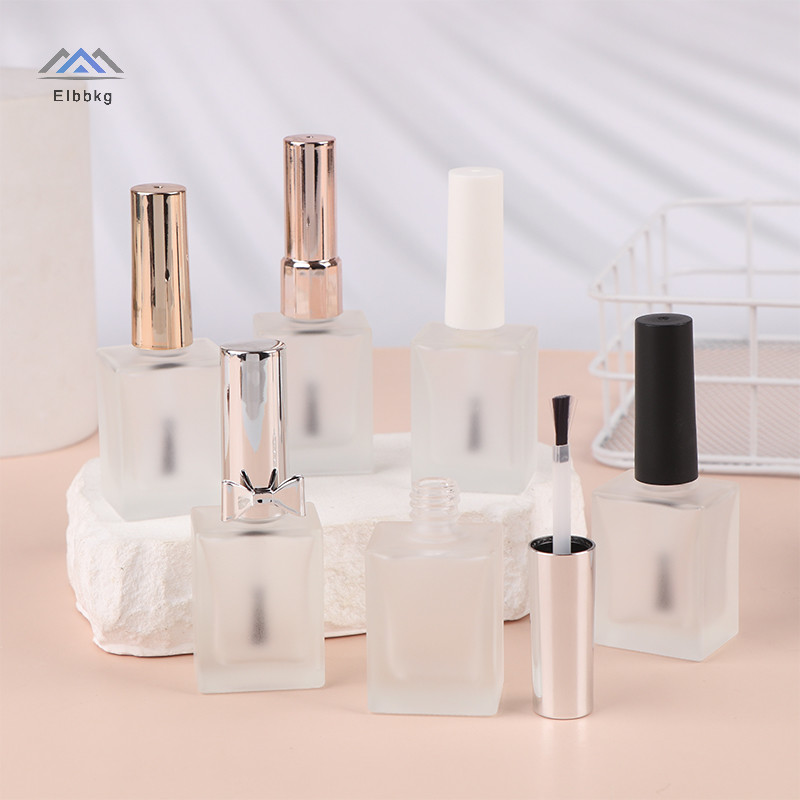 Eibbkg 15ml Chai sơn móng tay tròn mờ rỗng có bàn chải di động Hộp đựng móng tay nghệ thuật thủy tinh Chai dầu móng tay mới chống ánh sáng