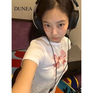 Áo thun nữ cổ tròn in hình nơ ngắn tay cổ tròn DUNEA Jennie