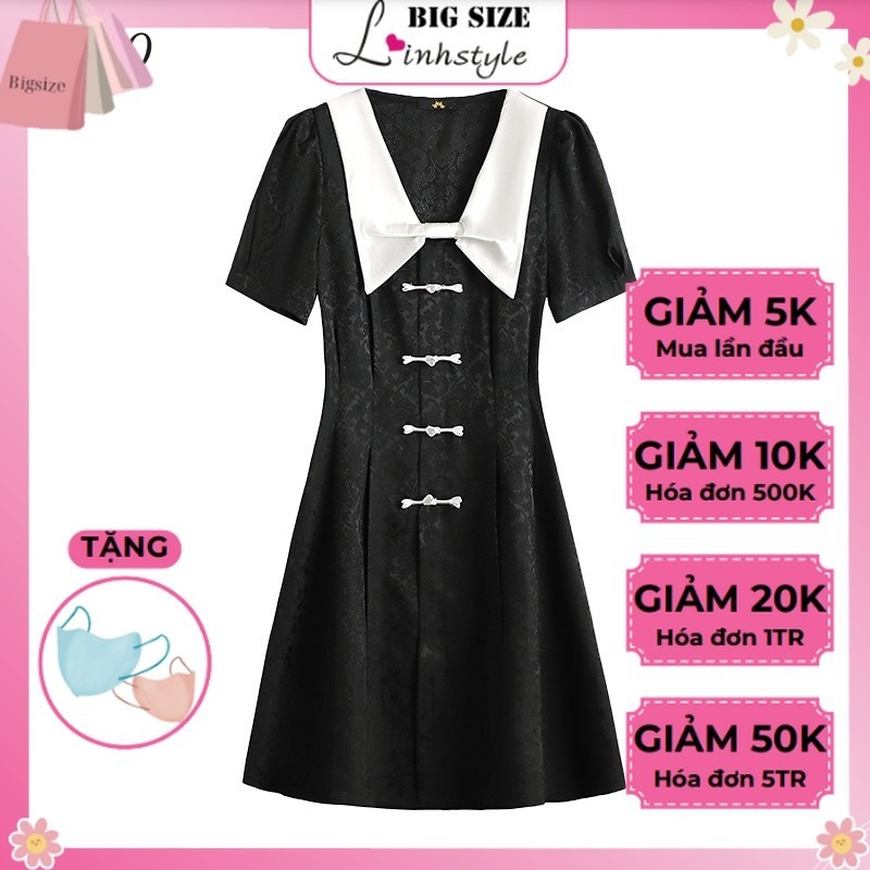 Đầm cổ V BIGSIZE nút sẫm 17400