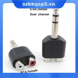 6.35mm 6. mm Nam sang Dual RCA Nữ kết nối chuyển đổi âm thanh và video kết nối VNK2
