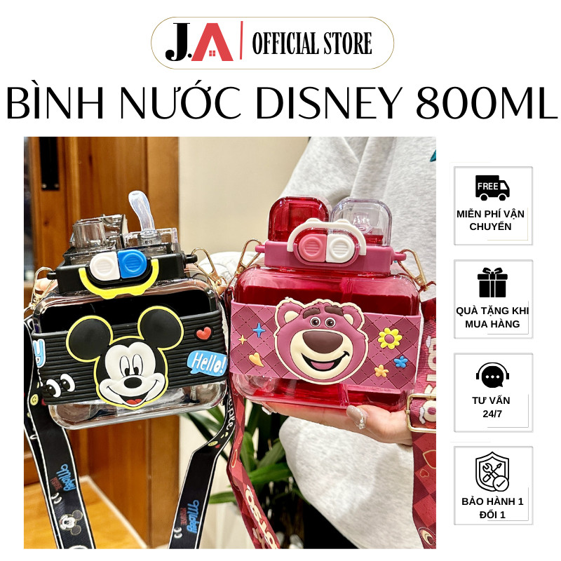 Bình Nước 2 Kiểu Uống, Có Dây Đeo Disney 800ml Cho Bé-JA OFFCIAL