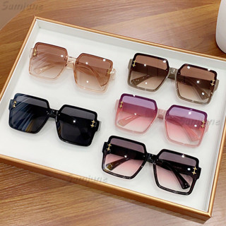 Samjune Kính Mát Vuông Nữ Thương Hiệu Thiết Kế Thời Trang Nửa Khung Gradient Kính Chống Nắng Sắc Thái Ống Kính Cắt Kính Mắt Nữ Với 2 Ngôi Sao Phụ Kiện