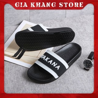 Dép Quai Ngang Unisex Nam Nữ WAKANA Kiểu Dáng Basic, Quai Cao Su Non Màu Đen Trắng-WK001  - Gia Khang Store