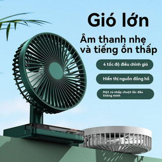 Quạt tích điện để bàn xoay tự động pin trâu 10.000mah 4 tốc độ gió mạnh chạy êm cao cấp