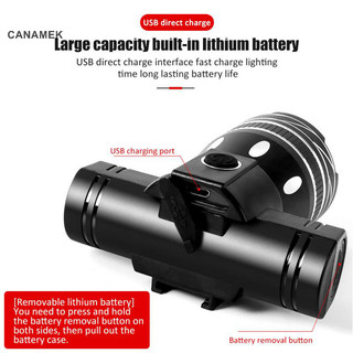 Canamek mới t6 led xe đạp đèn trước usb sạc đèn lồng 2400mah cho zoom xe đạp đèn pha đi xe đạp đèn pin mtb xe đạp phụ kiện mới