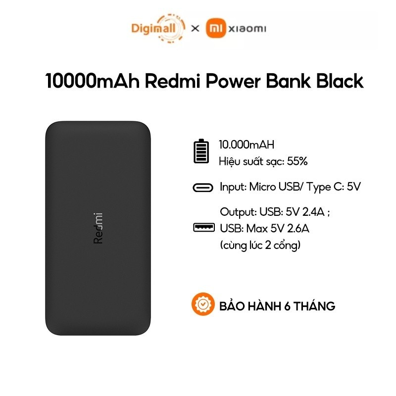 Pin sạc dự phòng Xiaomi Redmi 10000mAh - Hàng chính hãng