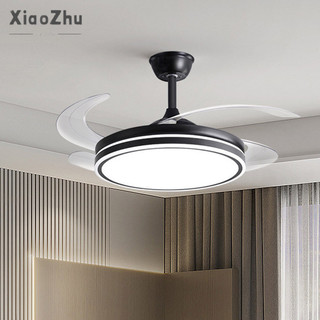 xiaozhubangchu Đèn led vô hình quạt quang phổ đầy đủ hộ gia đình trần quạt ánh sáng phòng khách phòng ngủ quạt điều khiển từ xa đèn cố định