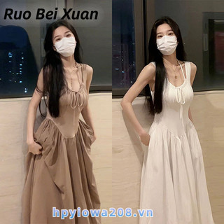 Ruo Bei Xuân Nữ Đơn Giản Eo Pháp Dài Đầm Suspender Thời Trang Thường Ngày
