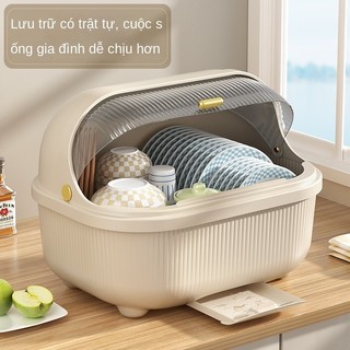 Bộ đồ ăn siêu lớn chống bụi hộ gia đình hộp bảo quản có nắp thoát nước giá bếp bát nhựa thoát nước đứng