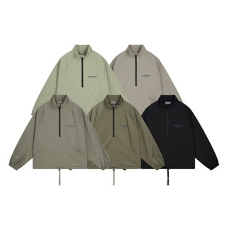  Áo khoác Oversize FOG Essentials In phản quang Áo khoác đường phố cao tay dài nửa Zip Áo khoác huấn luyện áo gió 