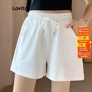 Quần short nữ Lovito L00242 lưng thun thiết kế rút dây thời trang năng động cho nữ nhiều màu sắc tùy chọn