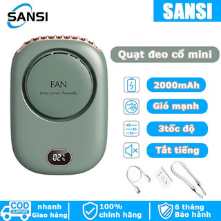 Quạt treo cổ mini, gió mạnh, động cơ im lặng, điều chỉnh 3 tốc độ, dung lượng lớn 2000mAh, quạt bền lâu