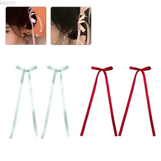 Hik 2 Chiếc Ruy Băng Thanh Lịch 2000 Phong Cách Bên Kẹp Tóc Ngọt Ngào Cô Gái Cổ Tích Phong Cách Dài Nơ Balletcore