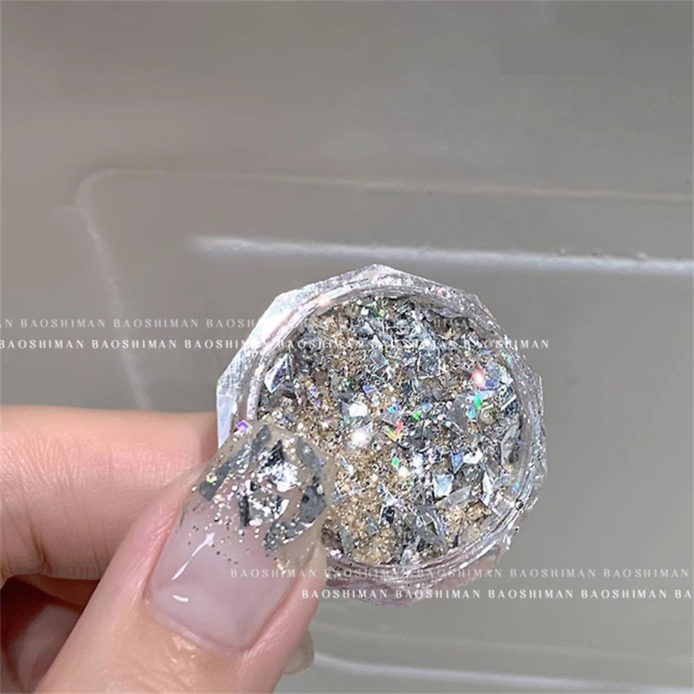 Sequin Móng tay lấp lánh bột trang sức, trang trí móng tay sequin lấp lánh làm trắng cực sáng