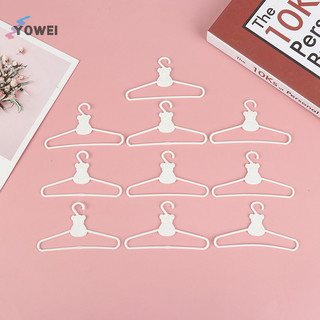 Yowei 10 mini móc treo áo trắng đầm búp bê kẹp nhựa móc treo cho búp bê tủ quần áo vn