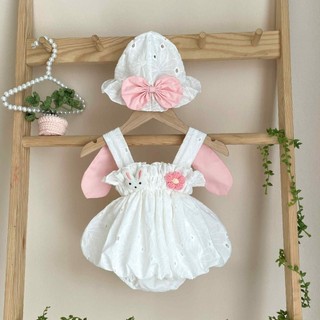 Set Body 2 Dây Tai Thỏ Kèm Nón Đính Nơ Cho Bé Gái Sơ Sinh 1 2 Tuổi MINTSCLOSET - BS6272