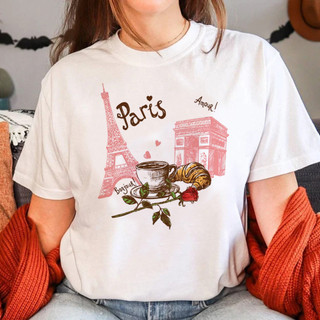 Áo thun Paris nữ truyện tranh áo thun bé gái dạo phố Quần áo ngộ nghĩnh Nhật Bản