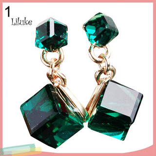 Lk Nữ Phong Cách Hàn Quốc Hình Vuông Cubic Mặt Dây Chuyền Bông Tai Tai Trang Sức