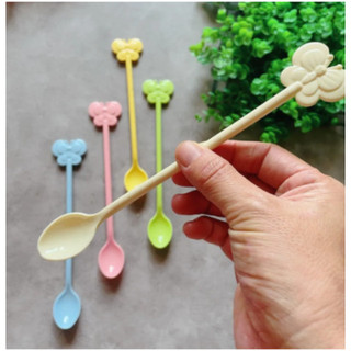 Thìa Nhựa, Muỗng Trà Sữa/sinh Tố Nhựa Hình Con Bướm 5 Cái Nhỏ Gọn, Dễ Vệ Sinh Mta-Mart2