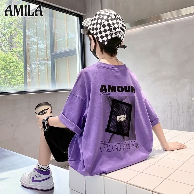 Áo AMILA Top dành cho trẻ em Áo sơ mi đường phố dễ thương cho bé trai