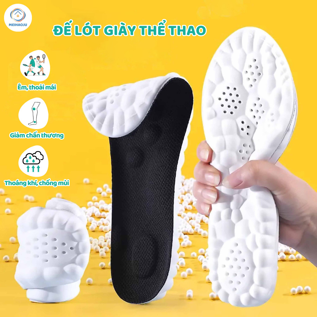 Lót giày thể thao 4D lưu thông cửu huyệt, chất liệu cao su non, đàn hồi, êm chân, thoáng khí