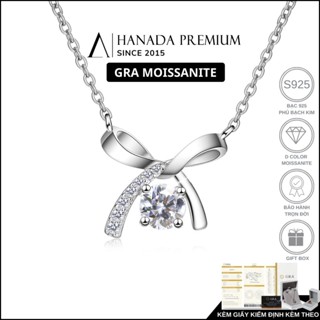   QUÀ TẶNG 20 10   Dây chuyền Đá Moissanite 5MM Bạc 925 Quà Tặng Đi Tiệc Hanada Nơ Đá 2226 