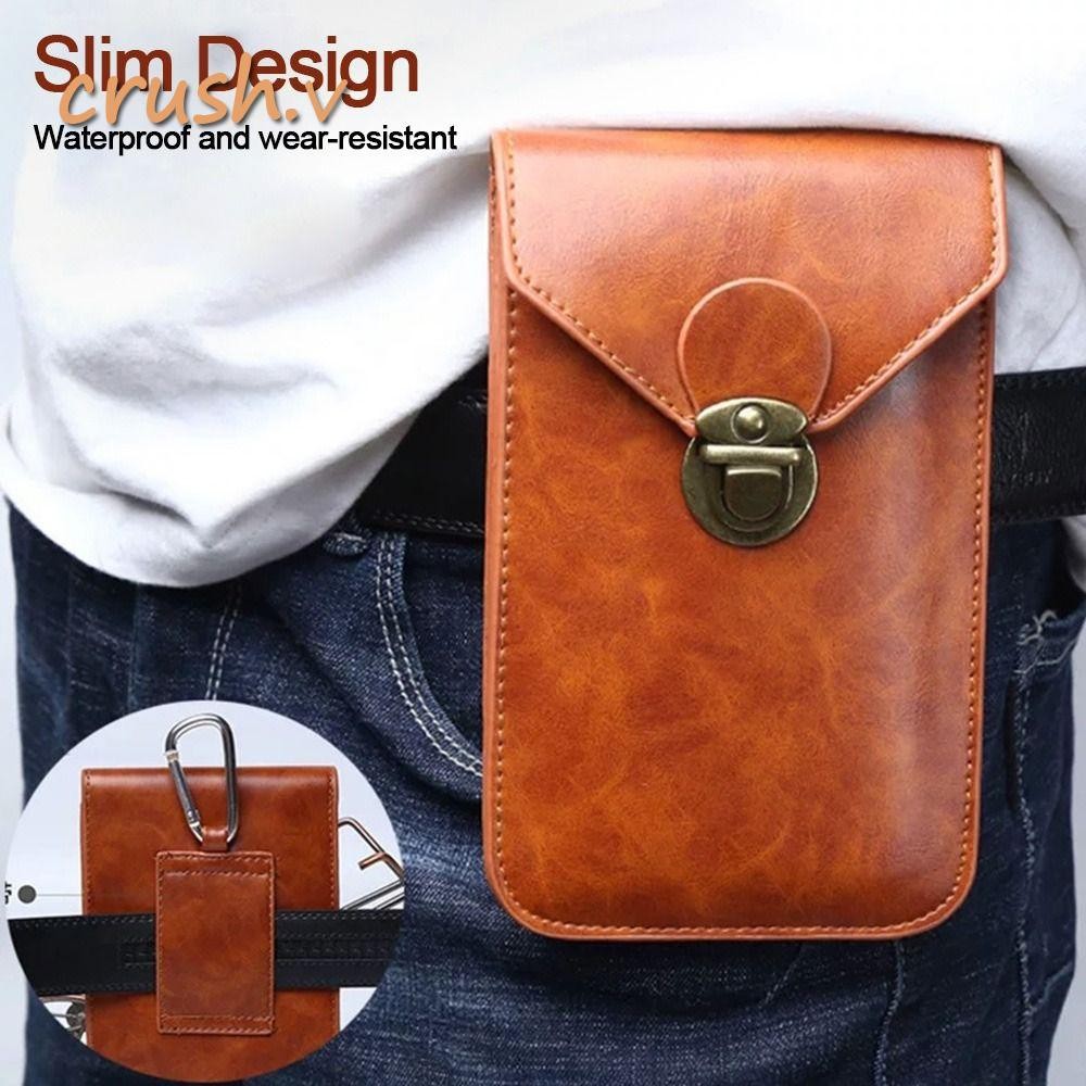 [Crush] Túi đeo thắt lưng điện thoại, Túi đeo thắt lưng chống nước bằng da, Túi đeo thắt lưng nam đa chức năng thời trang dành cho nam