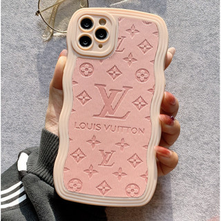 Ốp lưng silicon viền mây - mẫu da louis vuitton - nền hồng - vm008