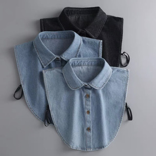 Thời Trang Mới Nữ Denim Ve Áo Giả Cổ Áo Sơ Mi Nửa Cổ Điển Áo Sơ Mi Có Thể Tháo Rời Cổ Áo Đeo Cổ Dây Buộc Quần Áo Phụ Kiện Chuyên Nghiệp Thường Ngày Đa Năng Trang Trí