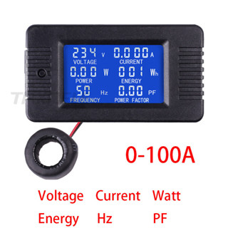 Máy đo dòng điện áp kỹ thuật số TAXNELE Bảng điều khiển LCD Amp Volt Watt Kwh Hệ số công suất AC80-260V 100A Vôn kế Ampe kế có cuộn CT TX022