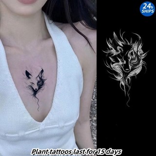 Đen Thần Cáo Họa Tiết Hình Xăm Cô Gái Dễ Thương Ngực Thực Vật Hình Xăm Chống Thấm Nước Hình Xăm Miếng Dán Kéo Dài Trong 15 Ngày Tạm Thời Hình Xăm Giả