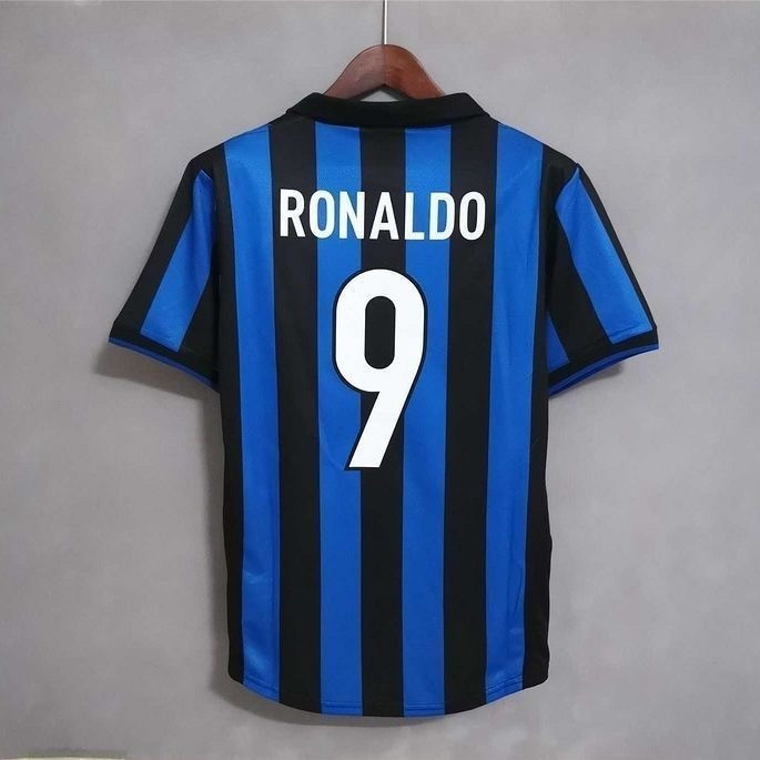 1998 99 Milan Áo Bóng Đá Inter Home Nam Retro 98 99 Áo Bóng Đá RONALDO