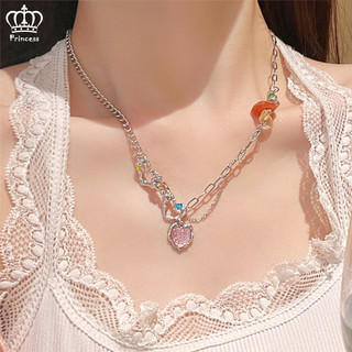 Vòng Cổ Trái Tim Nữ Ngọt Hồng Mặt Dây Chuyền Dây Chuyền Phụ Kiện Thời Trang Món Quà Trang Sức