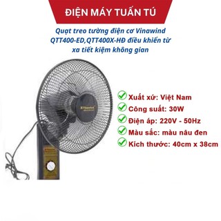 Quạt treo tường , treo cổ ,điện cơ x19, điện cơ Vinawind QTT400-ED,QTT400X-HĐ điều khiển từ xa tiết kiệm điện