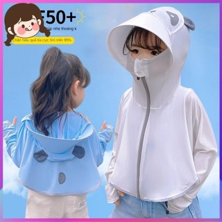 Trẻ Em Chống Nắng Quần Áo Ice Silk 2024 Mùa Hè Chống Tia Cực Tím Bé Gái Bé Trai Đẹp Trai Mỏng Phong Cách Thoáng Khí Có Mũ Trùm Đầu Chống Nắng Quần Áo VTZA