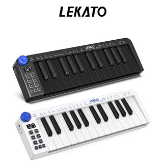 Bàn phím midi mini lekato 25 phím bộ điều khiển midi có thể sạc lại bluetooth với núm 360 cảm giác vận tốc nhân bản tương thích với windows, android, macos và ios