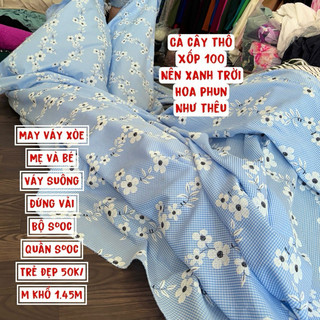 Vải Thô Hoa-thô xốp hoa - may váy áo xòe bồng xinh xắn-Hàng cây xuất dư