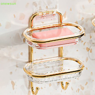 Onewsun Hộp Xà Phòng Treo Tường Phòng Tắm Đục Lỗ Hai Lớp Giặt Xà Phòng Thoát Nước Phòng Tắm Xà Phòng Bảo Quản Kệ Mới