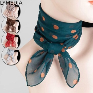Khăn lụa nhân tạo LYMEDIA, Khăn choàng voan mỏng in chấm bi, Khăn choàng cổ chống nắng đi biển Warp Square dành cho nữ