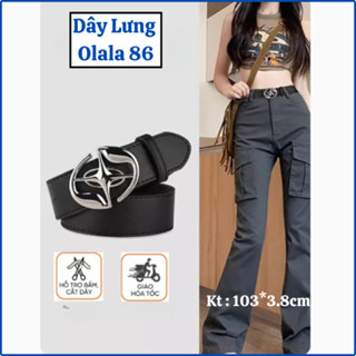 Dây thắt lưng nam đen da PU ngôi sao thời trang, dây nịt mặt khóa hợp kim cao cấp , không dỉ OLL337