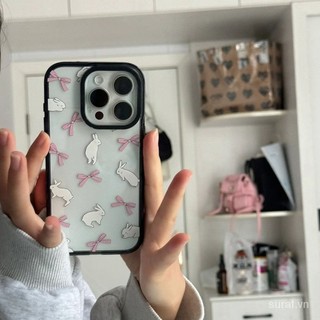 Ốp điện thoại iPhone hình thỏ trắng nơ phong cách Hàn Quốc Thích hợp cho iPhone 11 12 13 14 15 promax 7 / 8plus 15 14 13 12 11 pro xr xs xsmax Vỏ bảo vệ Apple chống sốc VYMP