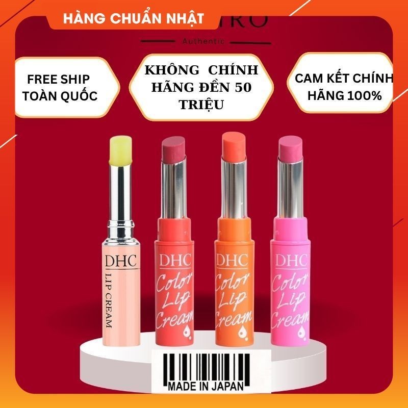 Son Dưỡng Môi DHC Lip Cream Nhật Bản loại không màu, đỏ, cam, hồng