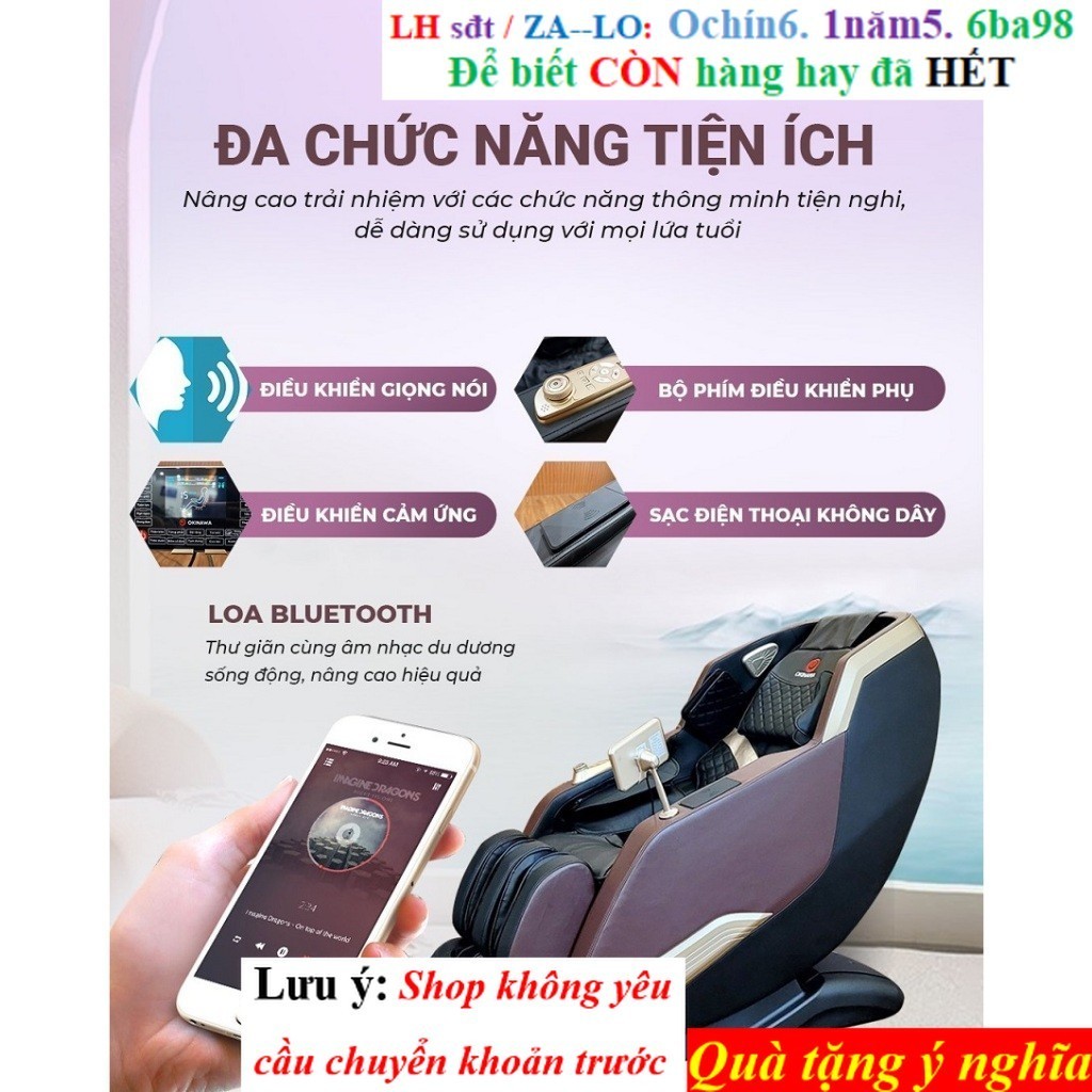KM- Ghế massage toàn thân Okinawa Os-709 4D, điều khiển giọng nói tiếng việt