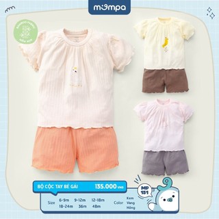 Bộ quần áo cộc tay cho bé gái Mompa từ 6 tháng đến 4 tuổi vải Sợi tre Bamboo co giãn mềm mại thoáng mát 151