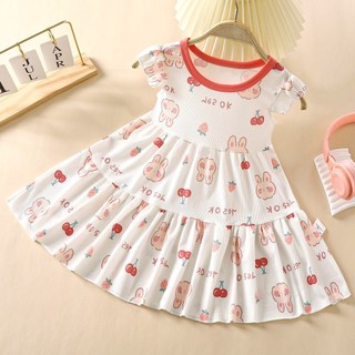 Mùa Hè Mới Trẻ Em Đầm Công Chúa Nữ Kho Báu In Hoạt Hình Đầm Bé Gái Nước Ngoài Hoa Ice Silk Váy