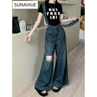 SUNAIXUE quần ống rộng quần nữ jean Xu hướng Trendy hàn quốc Dễ thương WNK24103RH 21Z240519