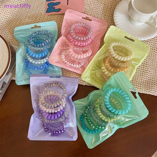 Meuctiffy 6 Chiếc Màu Kẹo Tóc Nữ Mùa Hè Dây Điện Thoại Co Giãn Tóc Mờ Xoắn Ốc Dây Cao Su Tóc Co Giãn VM
