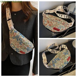 Túi đeo chéo vải TRENDYTRENDZ, Túi đeo chéo vải có dây kéo Nylon, Túi xách phong cách Hàn Quốc dung tích lớn phong cách Hàn Quốc Túi thắt lưng hoa Nữ / Bé gái